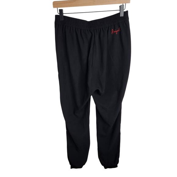 Desigual Womens M Slim Fit Jogger‎ Trousers Pia Logo Embroidered Black Pull On - Picture 10 of 11
